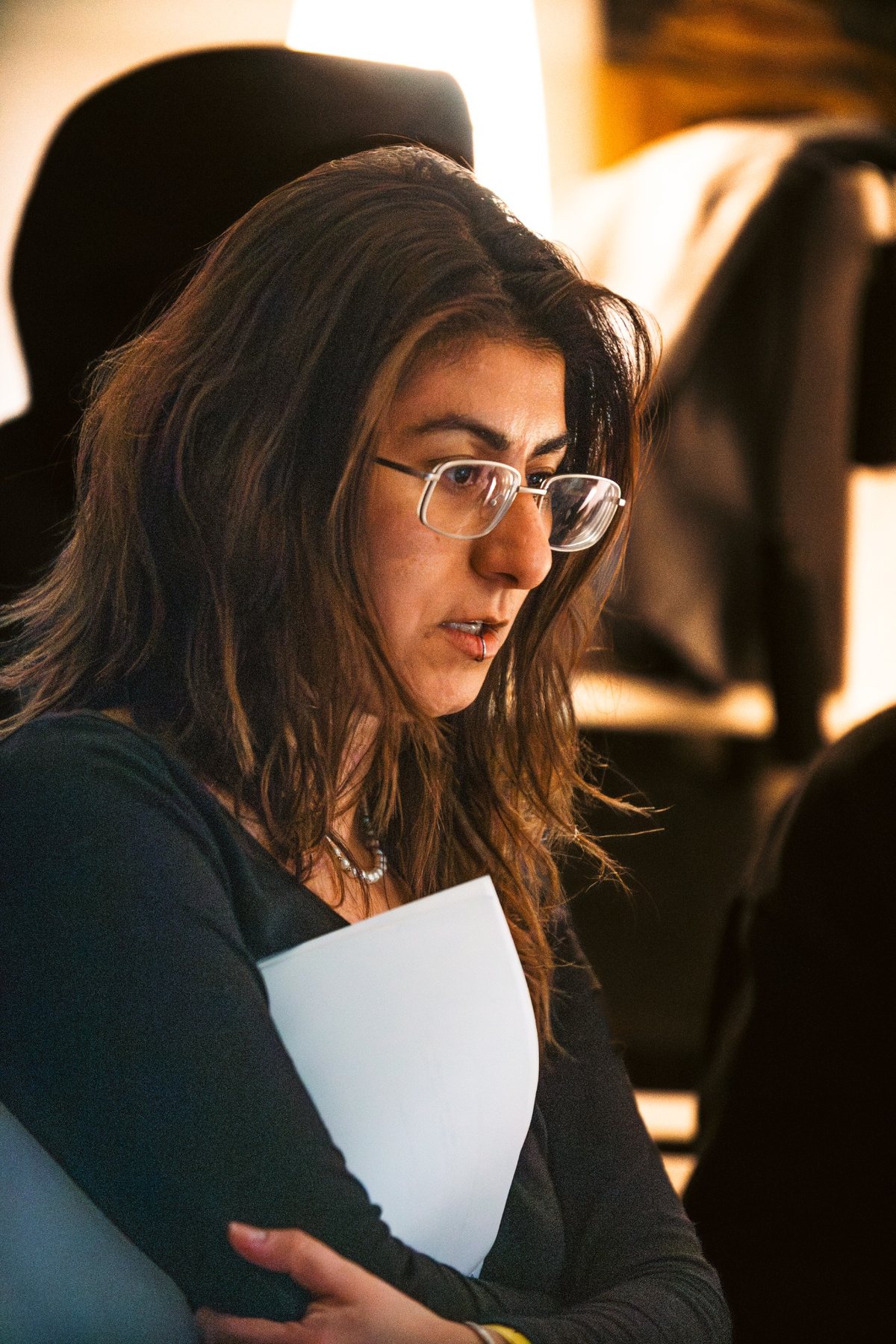 Yasaman focused during production