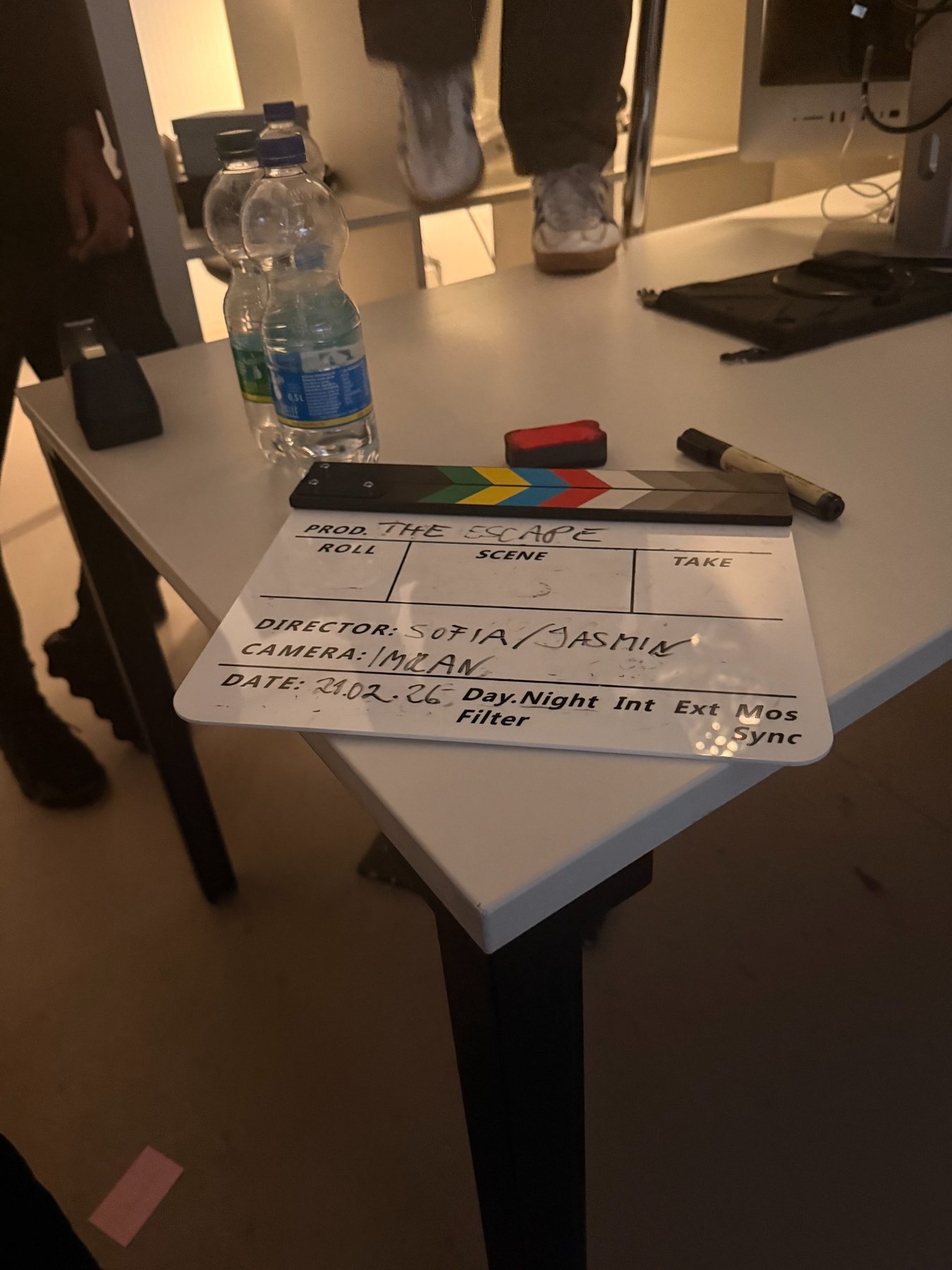 Script breakdown and production notes on a monitor